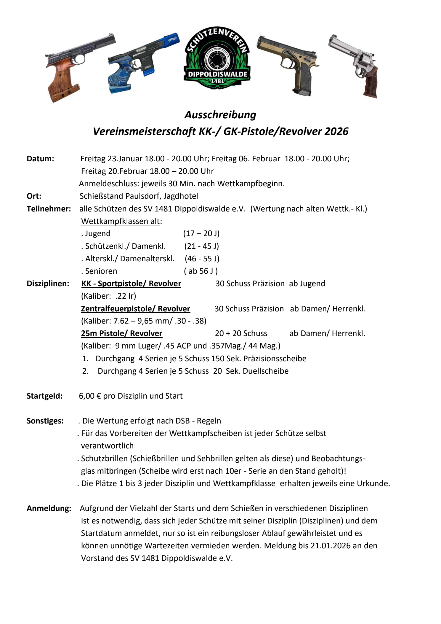Vereinsmeisterschaften KK/GK