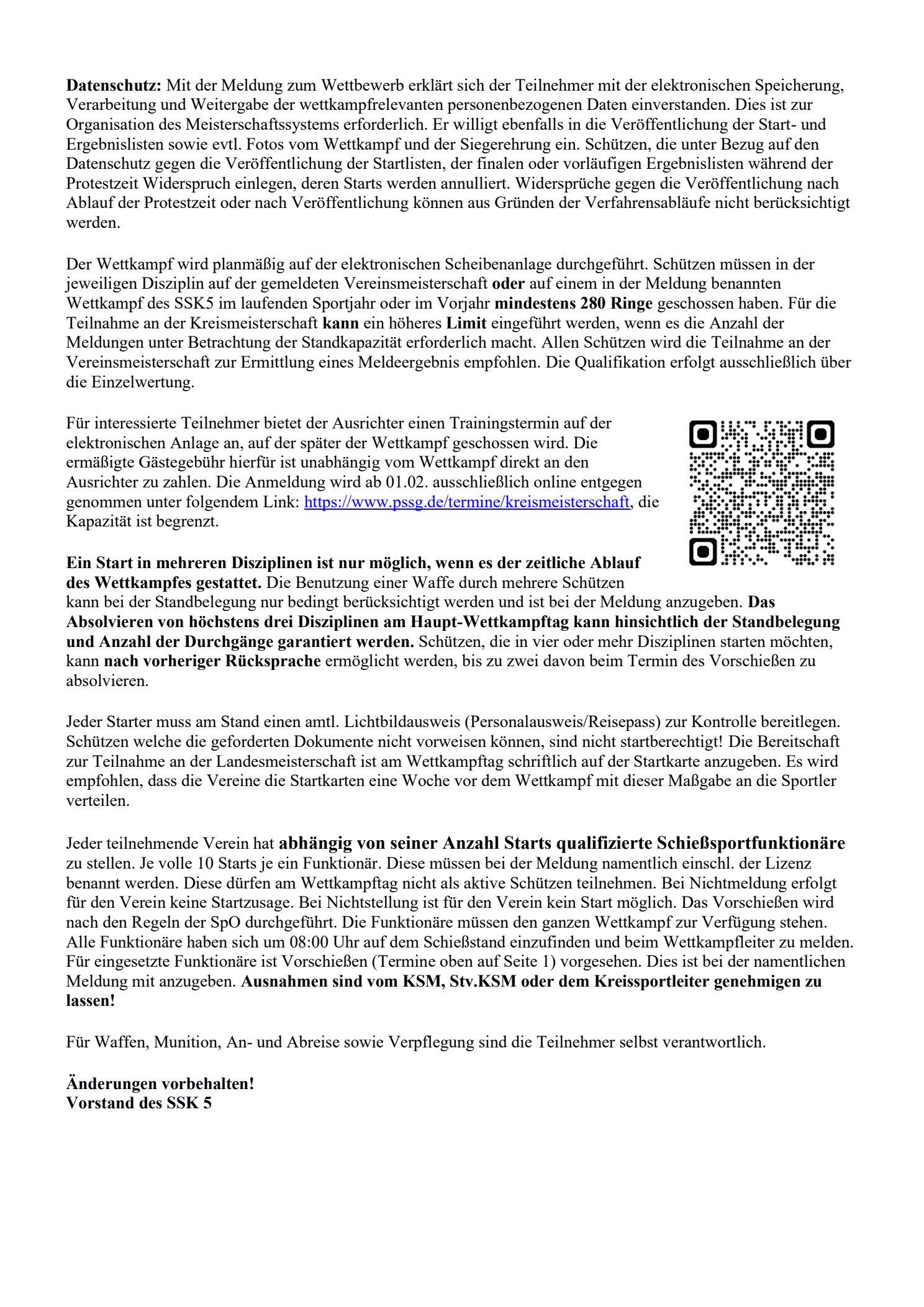 Vereinsmeisterschaften GK Pistole/Revolver