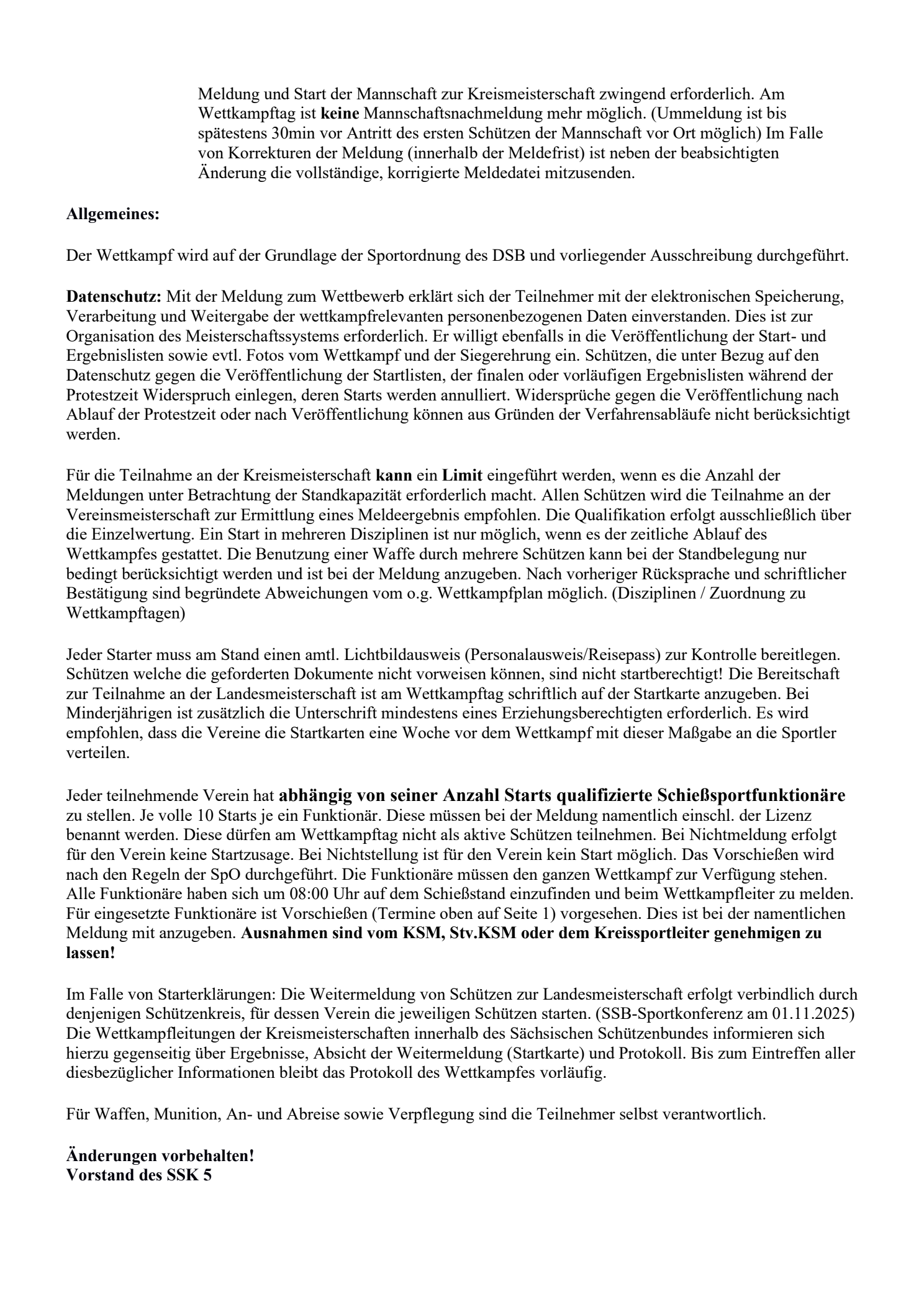 Vereinsmeisterschaften GK Pistole/Revolver