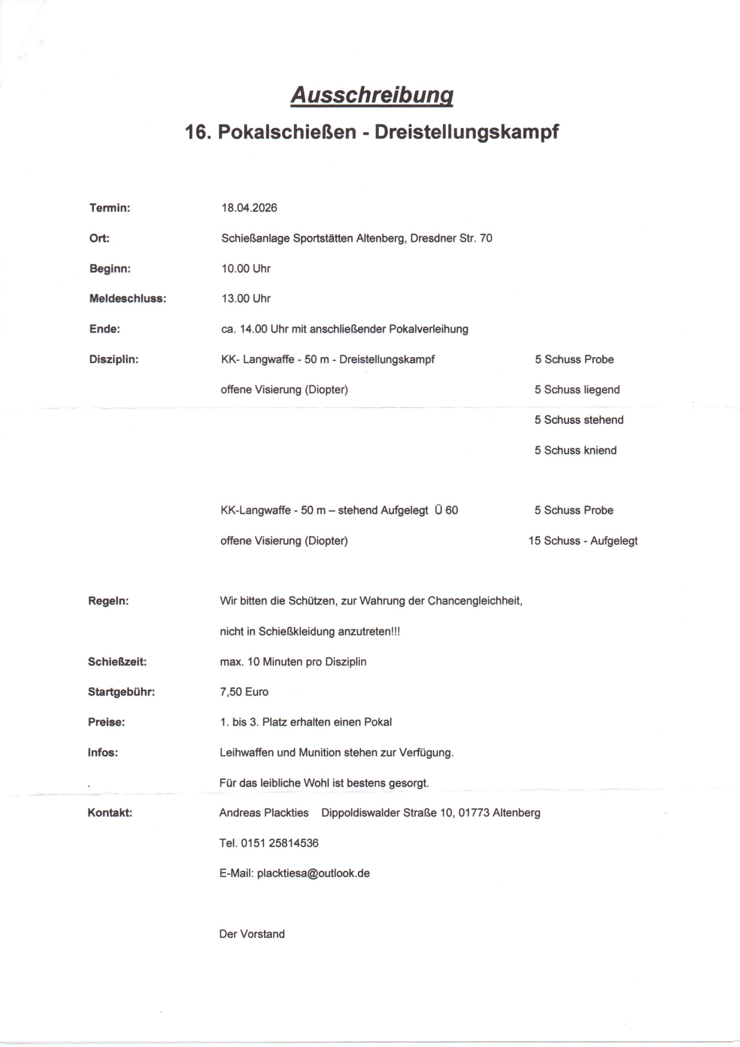 Pokalschießen Altenberg