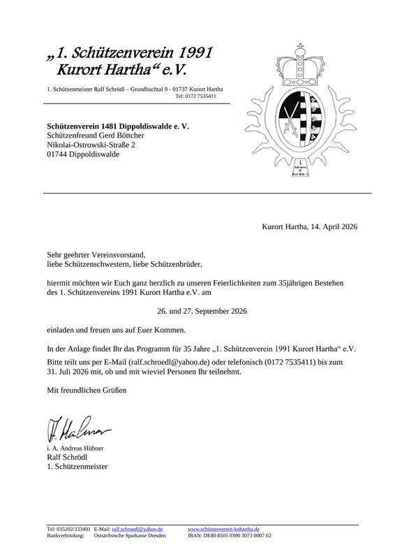 35 Jahre Schützenverein KO Hartha