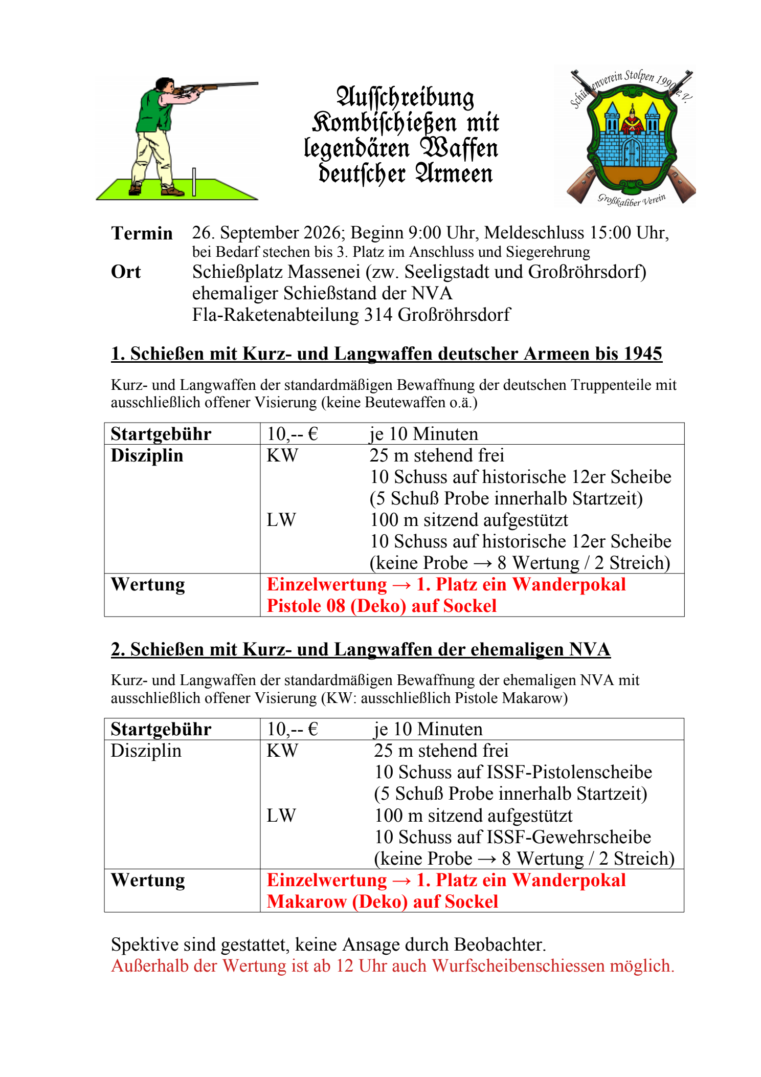 Kombischießen mit
legendären Waffen