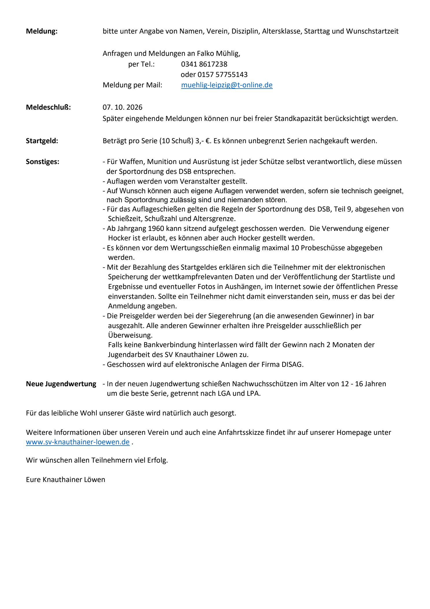 Einladung Löwenpokal
