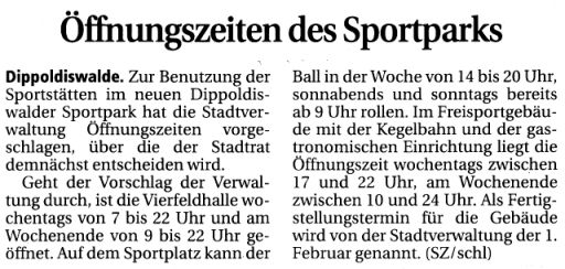 SZ vom 18.11.2005 - ffnungszeiten Sportpark